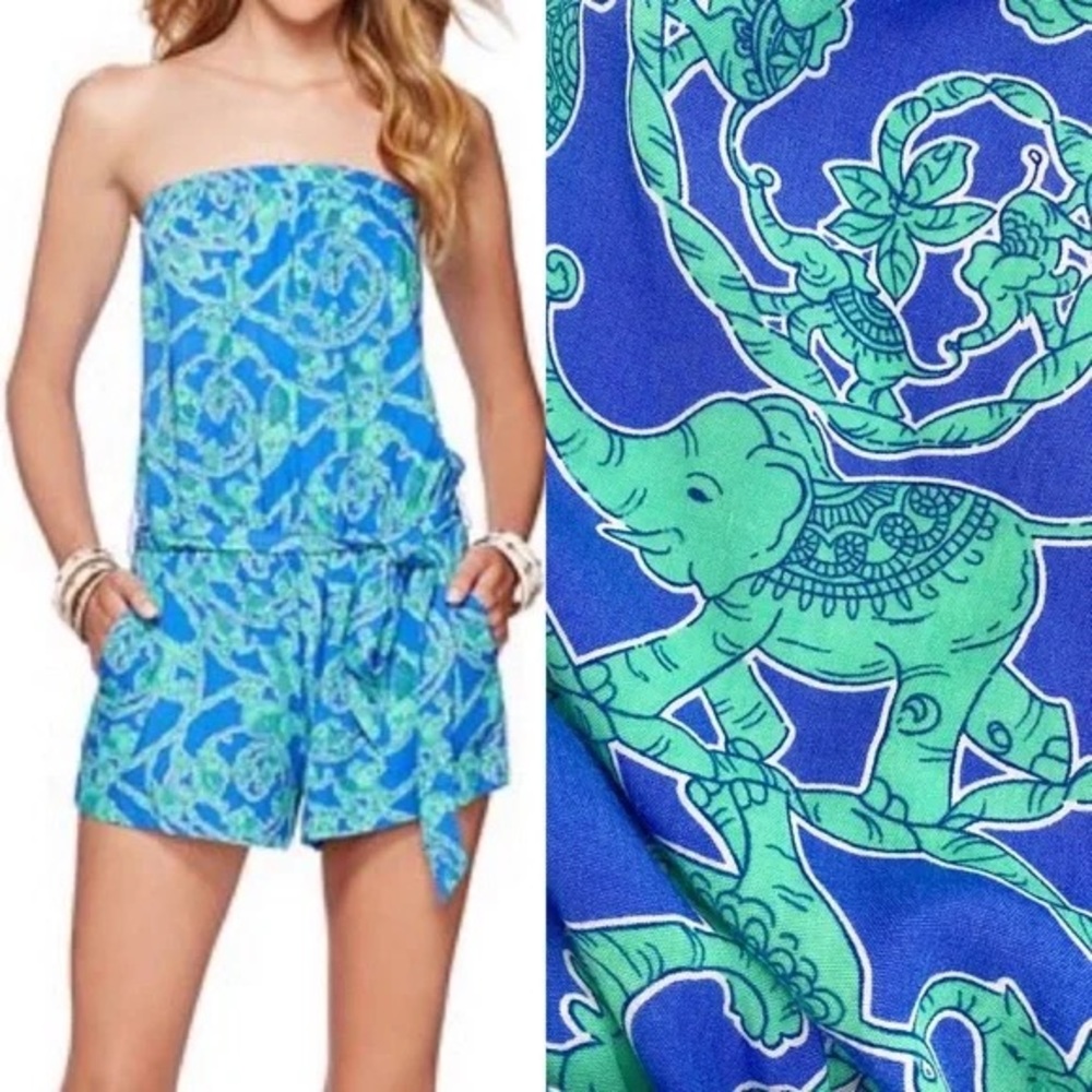 Lilly Pulitzer Strapless Loopy Elephant Romper